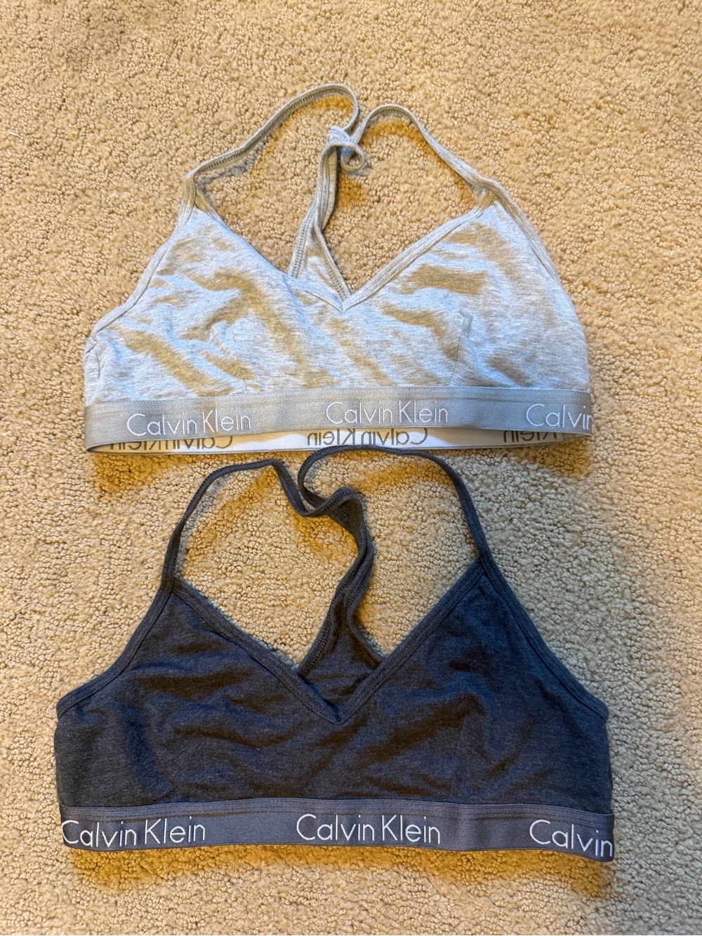 Calvin Klein Cotton Bralette Duo in Light Gray & Charcoal